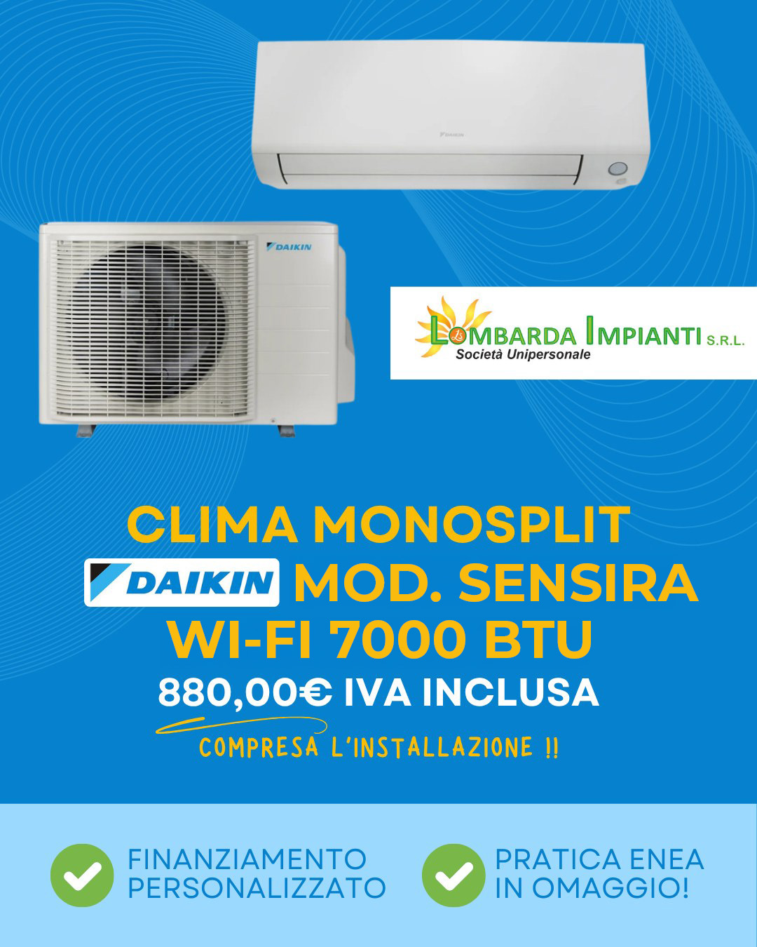 promo DAIKIN MOD. SENSIRA 7000 BTU